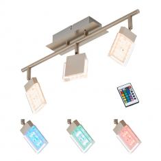 Briloner Leuchten LED Deckenstrahler 3-flg., Farbsteuerung/Farbwechsel mit Fernbedienung, dimmbar 
