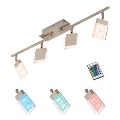 Briloner Leuchten LED Deckenstrahler 4-flg., Farbsteuerung/Farbwechsel mit Fernbedienung, dimmbar 