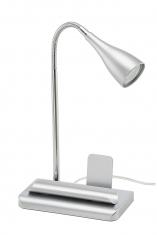 LED Schreibtischlampe mit flexiblen Arm inkl. Ablageschale für Stifte und Handy-Halterung, 