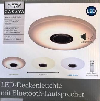 LED Deckenleuchte mit Bluetooth-Lautsprecher und Fernbedienung , versch. Lichtfarben umschaltbar 